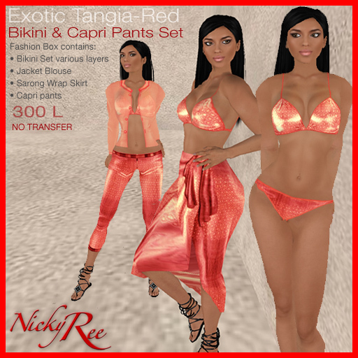 Nicky Ree Dresses & Pants - Exotic Tangia-Red (Bikini Set)