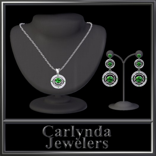 platinum emerald necklace and earrings
