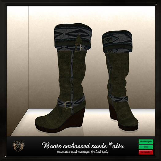 Boots embossed suede *oliv