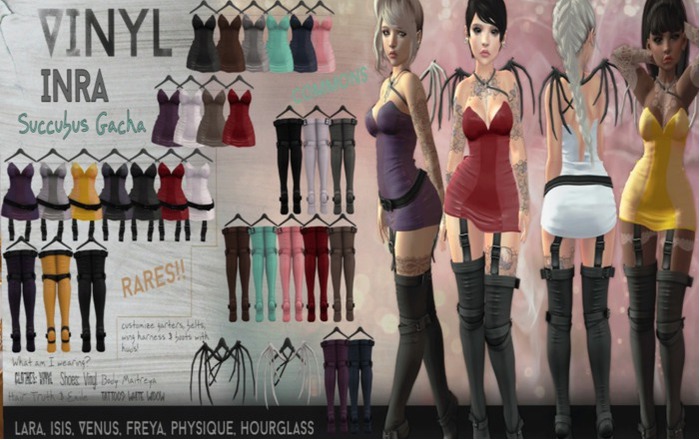 Vinyl - Inara Dress/Belt/Garters - BELLEZA MYSTIC MER PAK RARE