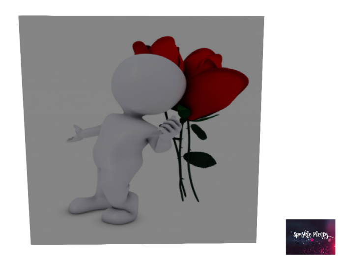 SP 3D guy with roses Valentine's Card