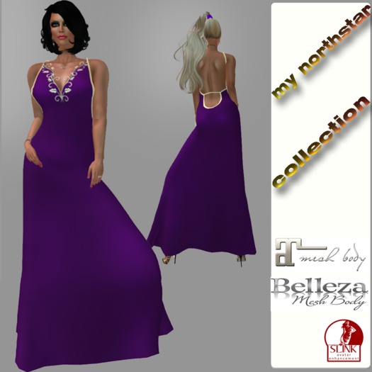 long violet evening dress