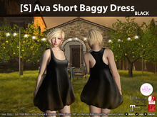 [S] Ava Short Baggy Dress Black