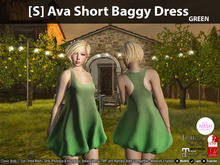 [S] Ava Short Baggy Dress Green