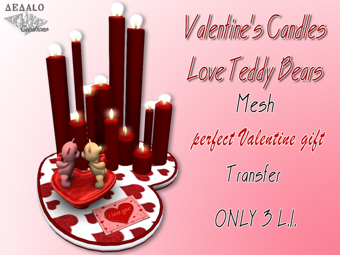 Valentine's  Candles Love Bears - Mesh - F