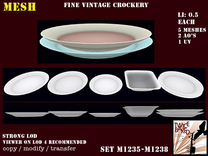 "TB" Fine vintage crockery - tableware M1235 M1238