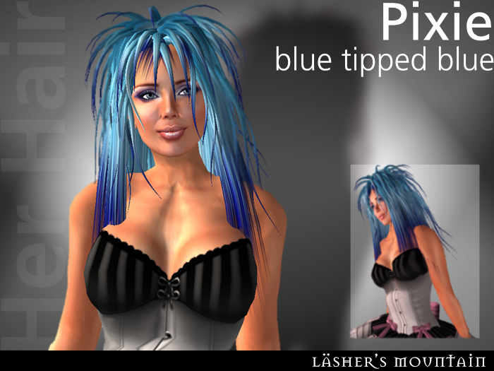  PIXIE Long Spikey Top BLUE HAIR 