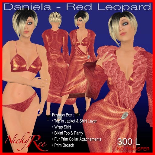 Nicky Ree Bikini Swimwear - Daniela - Red Leopard