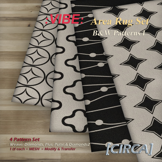 [CIRCA] Pkg - :VIBE: - Area Rug Set - B&W Patterns I