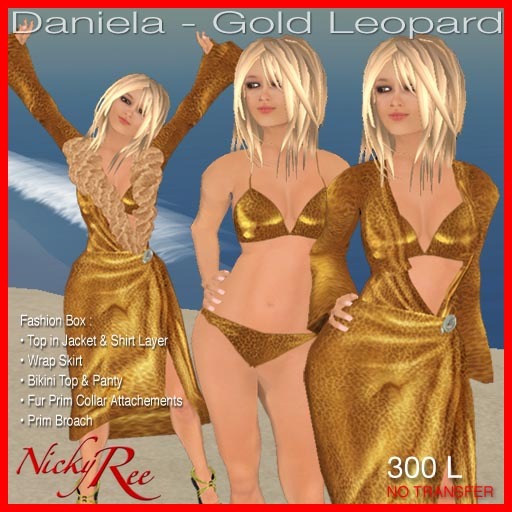 Nicky Ree Bikini Swimwear - Daniela - Gold Leopard