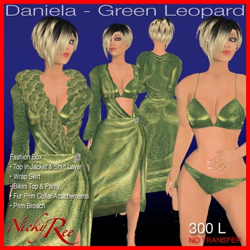Nicky Ree Bikini Swimwear - Daniela - Green Leopard