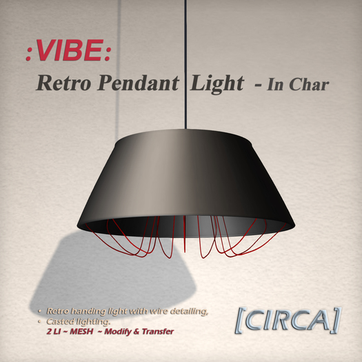 [CIRCA] Pkg - :VIBE: - Retro Pendant Light - Charcoal