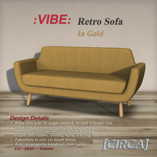 [CIRCA] Pkg - :VIBE: - Retro Sofa - Gold