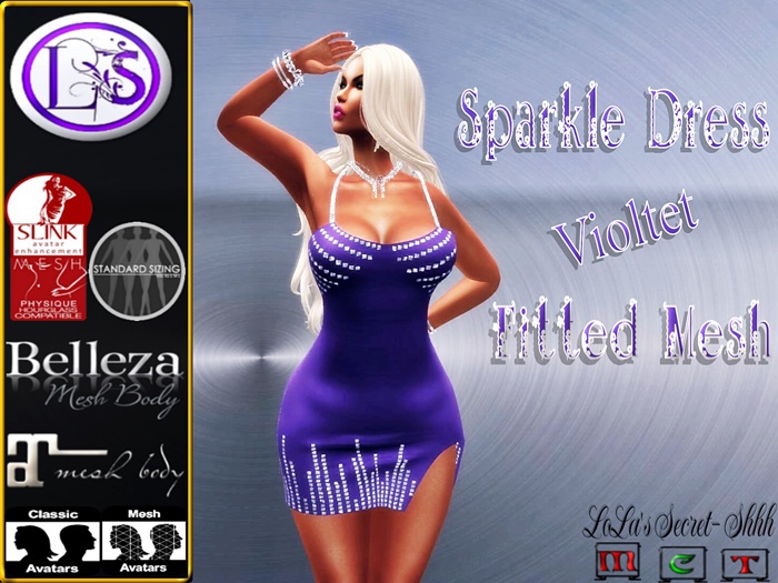 .~LS~SPARKLE DRESS FITMESH {VIOLET}