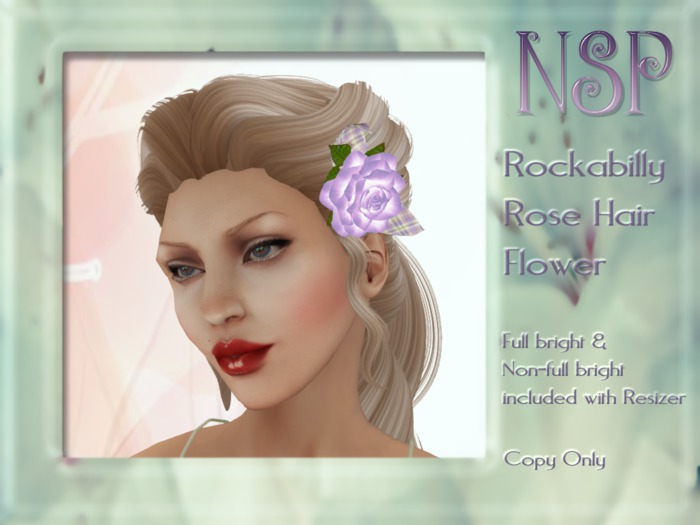 NSP Rockabilly Hair Rose - Lavender Plaid pk hud