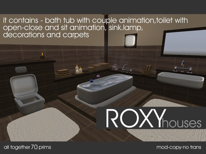 ROXY furniture - wooden bathroom (70prims) BOXED