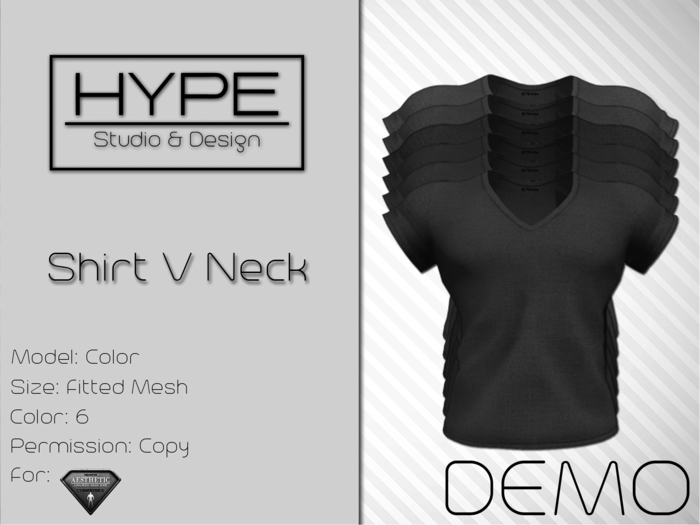 [ HYPE ] Shirt VNeck Color DEMO - Fitted Mesh