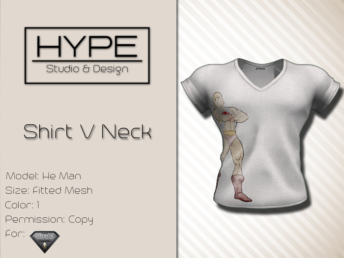 [ HYPE ] Shirt VNeck He-Man - Fitted Mesh