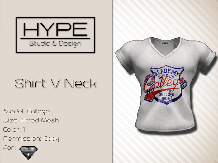[ HYPE ] Shirt VNeck College - Fitted Mesh