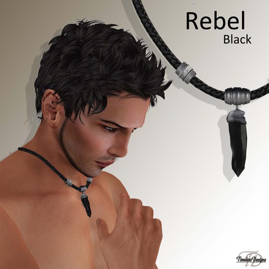 *TD* Rebel Black agate rope necklace    BX