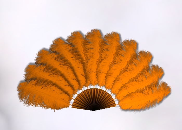 Orange Animated Ostrich Feather Fan