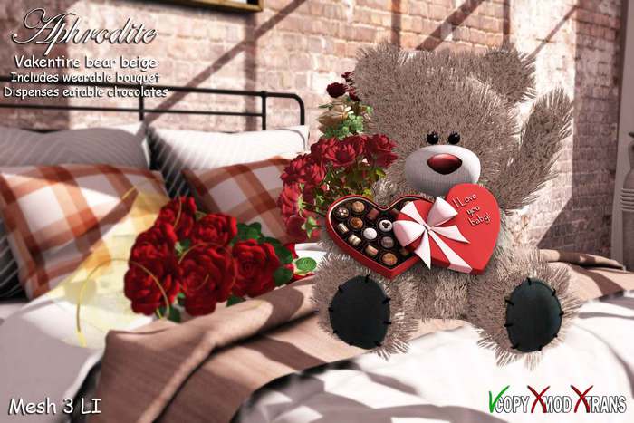 Aphrodite red Valentines bear (boxed)
