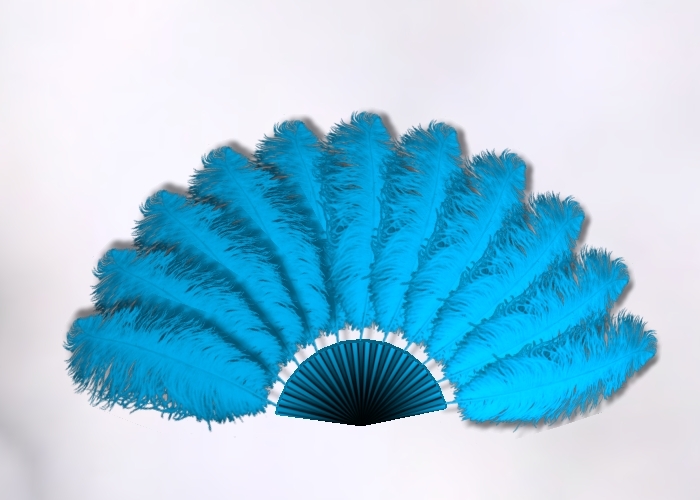 Second Life Marketplace Light Blue Animated Ostrich Feather Fan