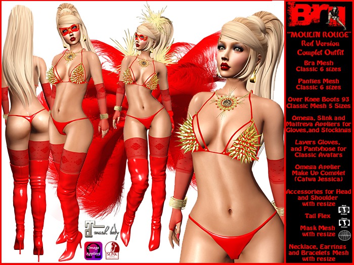 **MOULIN ROUGE RED VERSION CARNIVAL STYLE COMPLET OUTFIT **