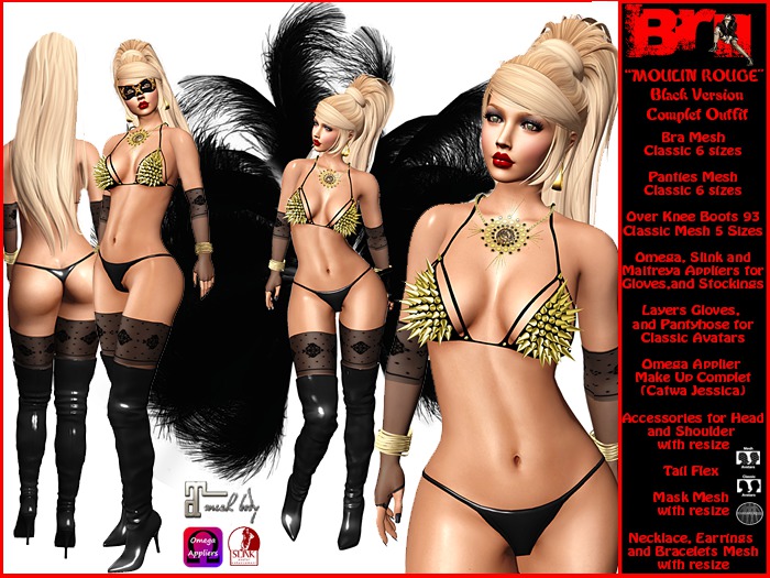 **MOULIN ROUGE BLACK VERSION CARNIVAL STYLE COMPLET OUTFIT **