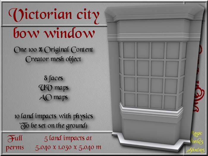 Victorian city bow window - 5 LI - FULL Perms mesh