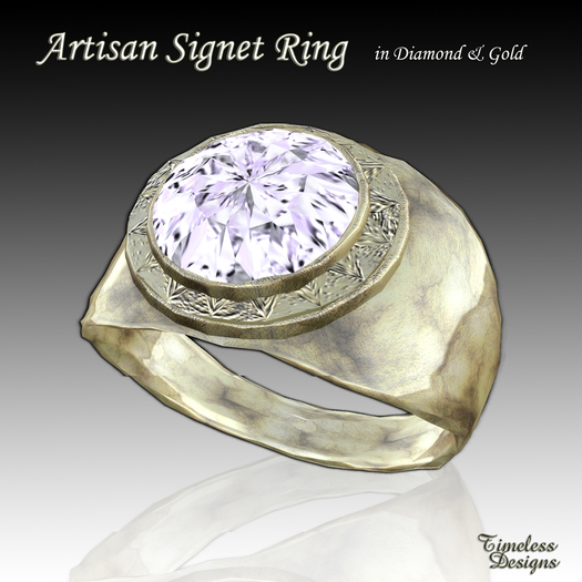 Artisan Signet Ring in Diamond/Gold