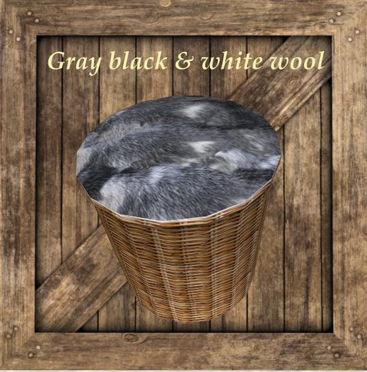 gray black & white wool storage crate bc