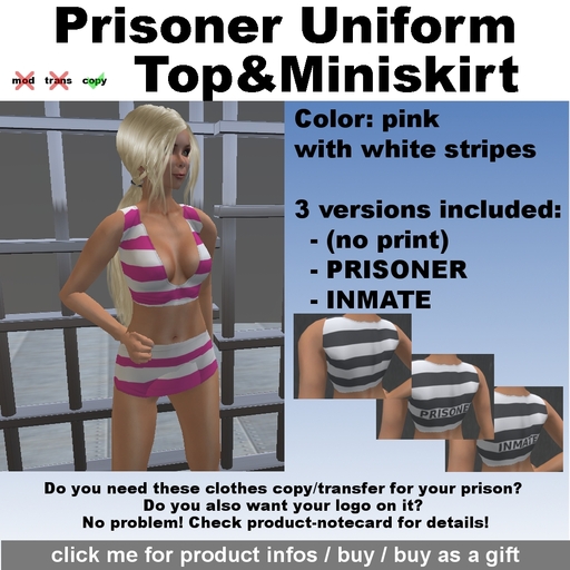 MSM Prisoner Uniform - Top and Miniskirt pink white