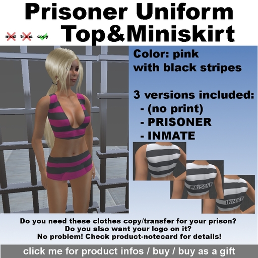 MSM Prisoner Uniform - Top and Miniskirt pink black