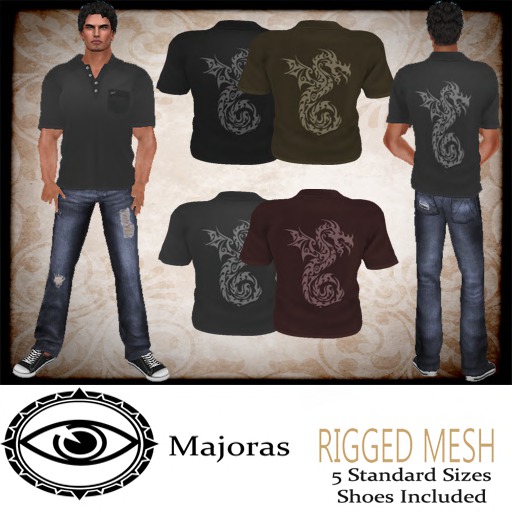 Majoras Dragon Polo & Ripped Jeans