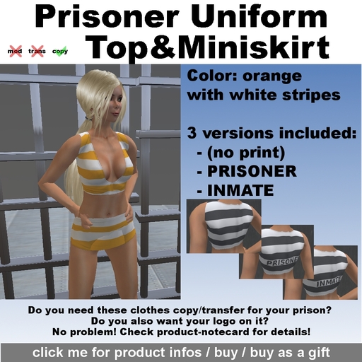 MSM Prisoner Uniform - Top and Miniskirt orange white