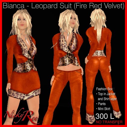 Bianca - Leopard Suit (Fire Red Velvet)