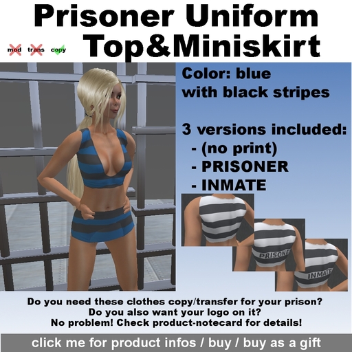 MSM Prisoner Uniform - Top and Miniskirt blue black