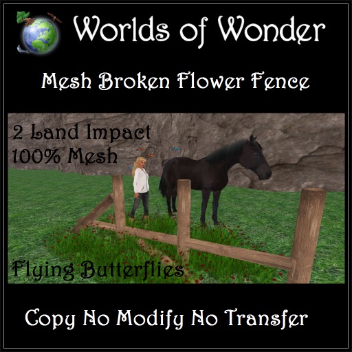WoW Mesh Broken Fence, Flowers & Butterflies (Boxed)