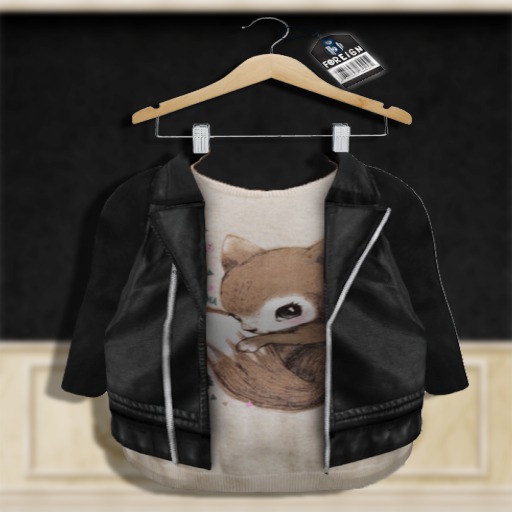 [F] Leather Biker Jacket W/Tshirt  [Rabbit]