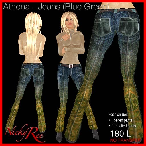 Nicky Ree Pants- Athena-Jeans (Blue Green)
