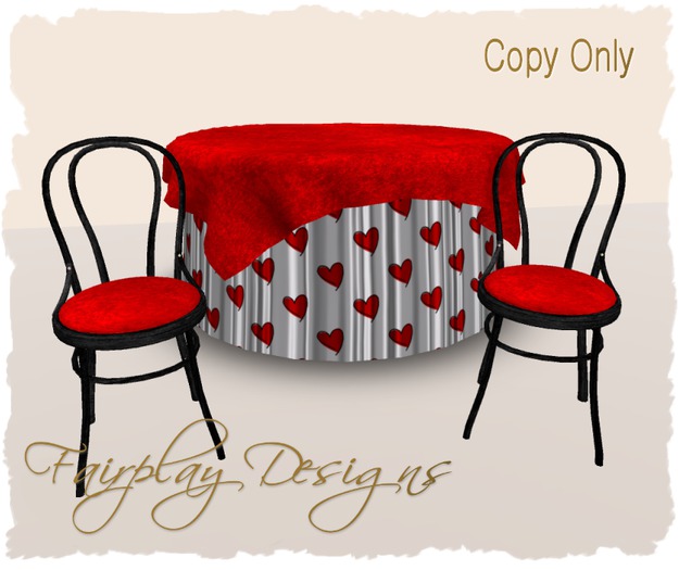 ~Whimsy In Red Hearts  Valentine Party Table & Chair~COPY only