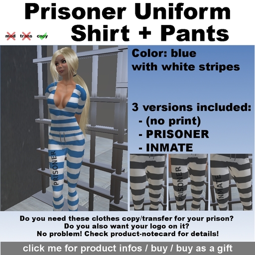 MSM Prisoner Uniform - Shirt and Pants blue white