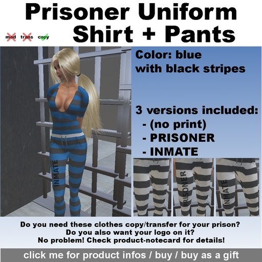MSM Prisoner Uniform - Shirt and Pants blue black