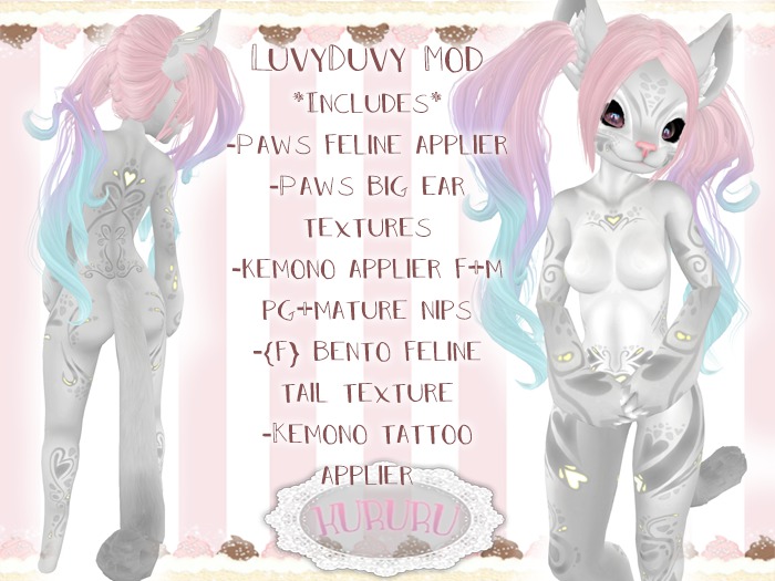 Second Life Marketplace - [KRR] Luvyduvy mod for Paws Feline + kemono ...