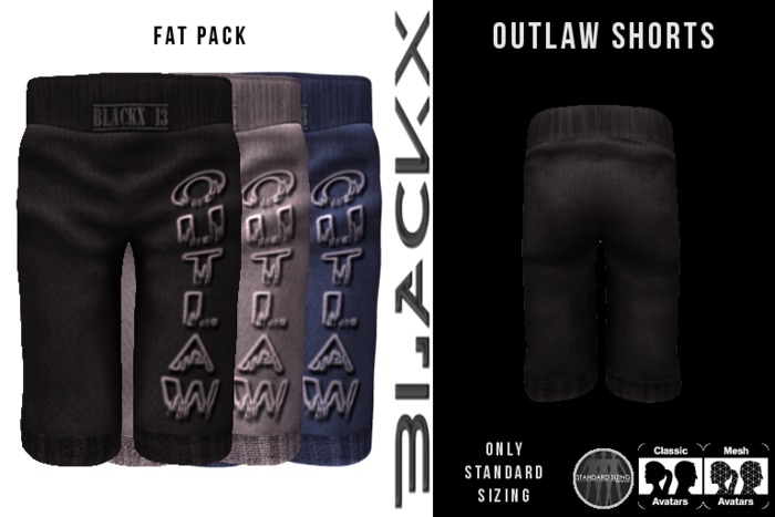 BLACKX // OUTLAW SHORTS BASIC FAT PACK