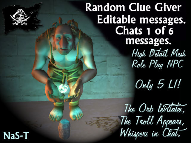 NaS-T Customisable Random Message Clue Giver Earth Troll Animated Mesh NPC for Hunts, Quests & RP Adventures