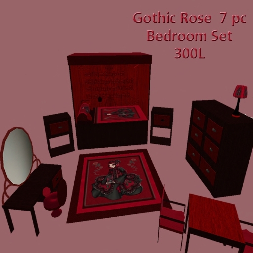 goth rose bedroom set