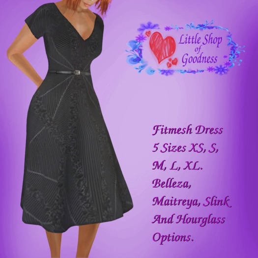 Black Embossed Midi Dress With Belt Fitmesh DEMO