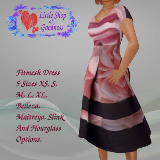 Purple-Pink Petals Midi Dress Fitmesh